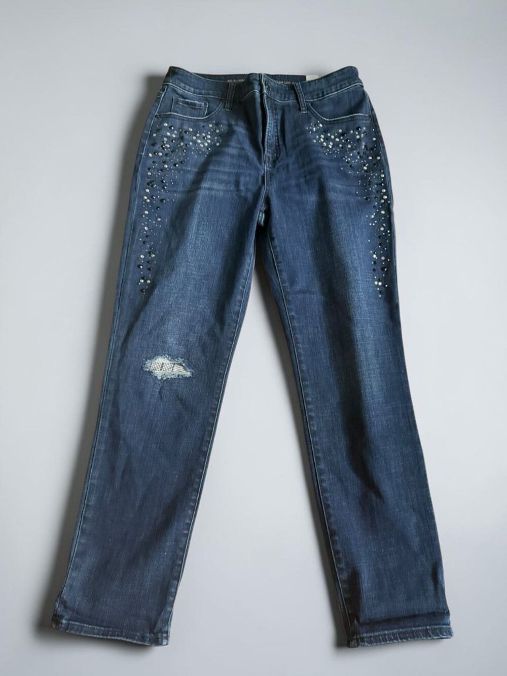 CHICOS Denim Embellished Ankle Jeans Size 1 / US 8 NEW NWT